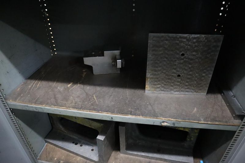 Metal Cabinet, 2 Door, 4 Adjustable Shelves with 3 Angle Plates and Contents- Auction Item