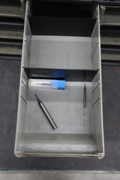 Multi-Drawer Cabinet (16) with Contents: Carbide End Mills, HSS Drills and More- Auction Item