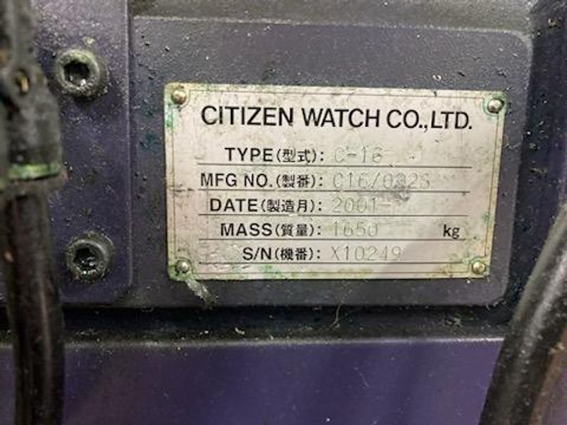 Citizen C16 Type VII CNC Swiss Screw Machine w Live End Working Option, Edge C-312 Barfeed, Coolant Tank and Pump