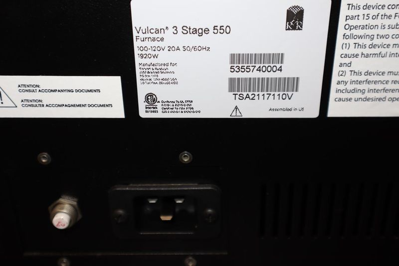 Vulcan 3-550 Electric Furnace, 3-Stage, 2,012 Deg Max Temp, Single Phase- Auction Item