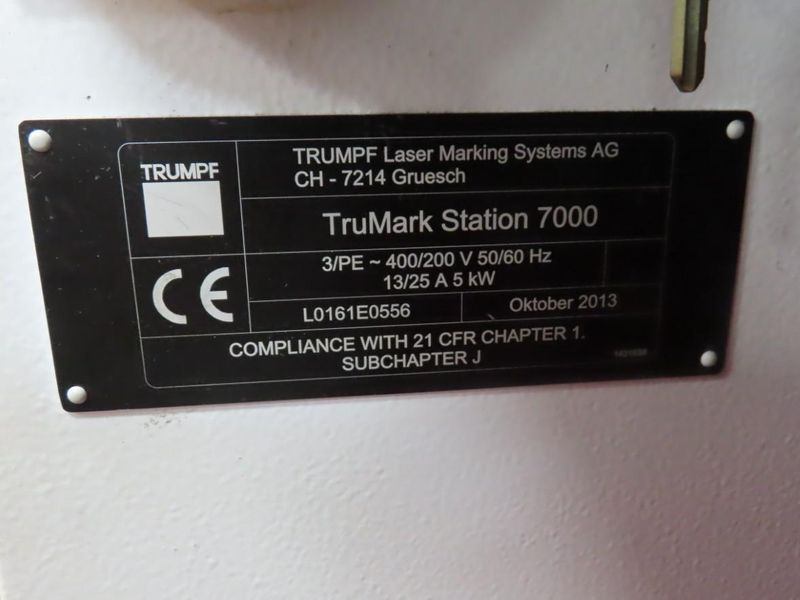 Trumpf TruMark Station 7000 Laser Marking System with TruMark 6130 Laser, TruTops Marker Software, Gridplate- Auction Item