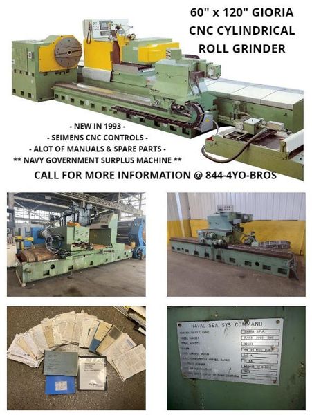 60" x 120" GIORIA MODEL R/150-3000 CNC CYLINDRICAL ROLL GRINDER: STOCK #16914