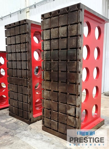 96" x 36" x 48" T-Slotted Angle Plate, 12 Horizontal T-Slots, 5 Vertical T-Slots, Fabricated, Qty. 2, #43232
