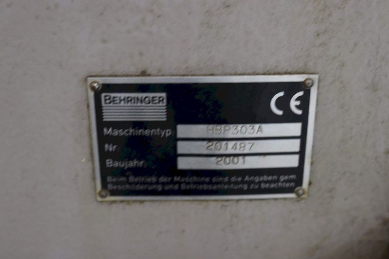 11.8' X 11.8' BEHRINGER 2 POST HORIZONTAL BAND SAW: STOCK #69883