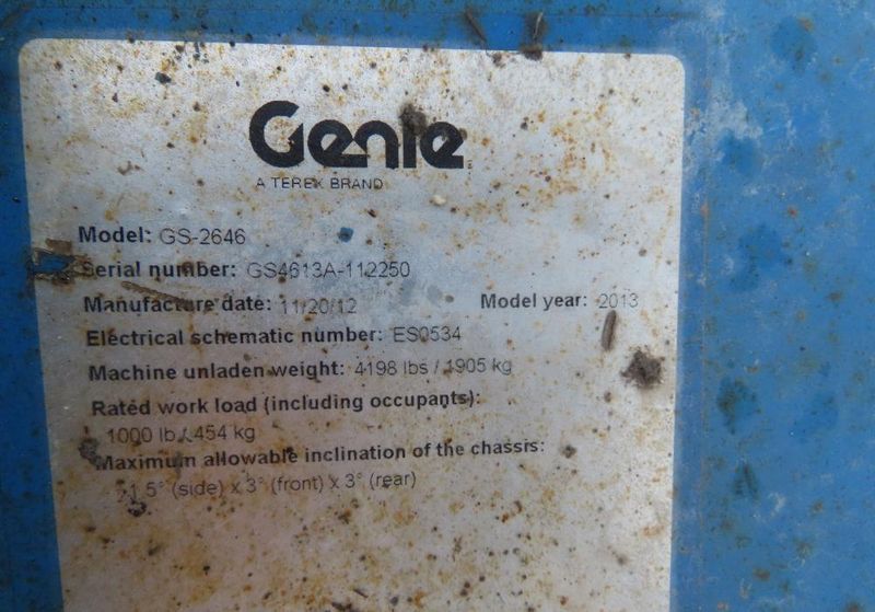 GENIE MODEL GS-2646 ELECTRIC SCISSOR LIFT: STOCK #73800