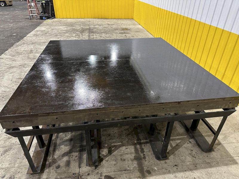 96" X 96" STEEL LAYOUT TABLE / PLATE ON HEAVY DUTY STORAGE RACK BASE: STOCK #11026