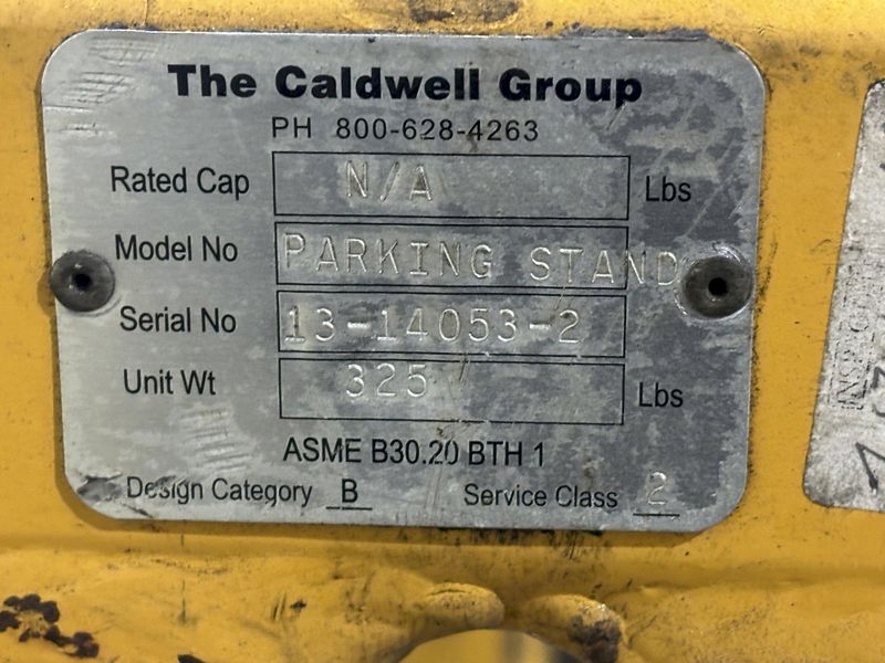 15 TON X 60" CALDWELL MODEL 82RCS-15-60 C HOOK COIL LIFTER & PARKING STAND: STOCK #22721
