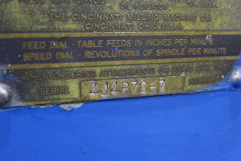 #4 CINCINNATI HORIZONTAL MILL: STOCK #72102