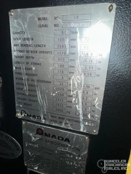 1993 Amada RG-50 CNC Press Brake #7549 #1