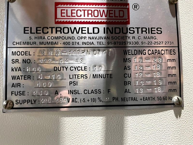 Electroweld Model RBW-100PN Pneumatic Rod Butt Welder - Brand New!