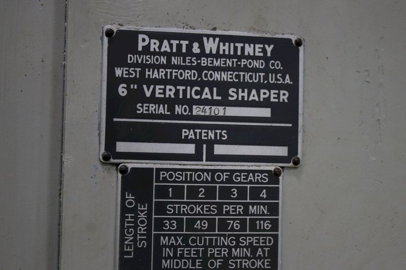 6" PRATT & WHITNEY VERTICAL SLOTTER: STOCK 75849