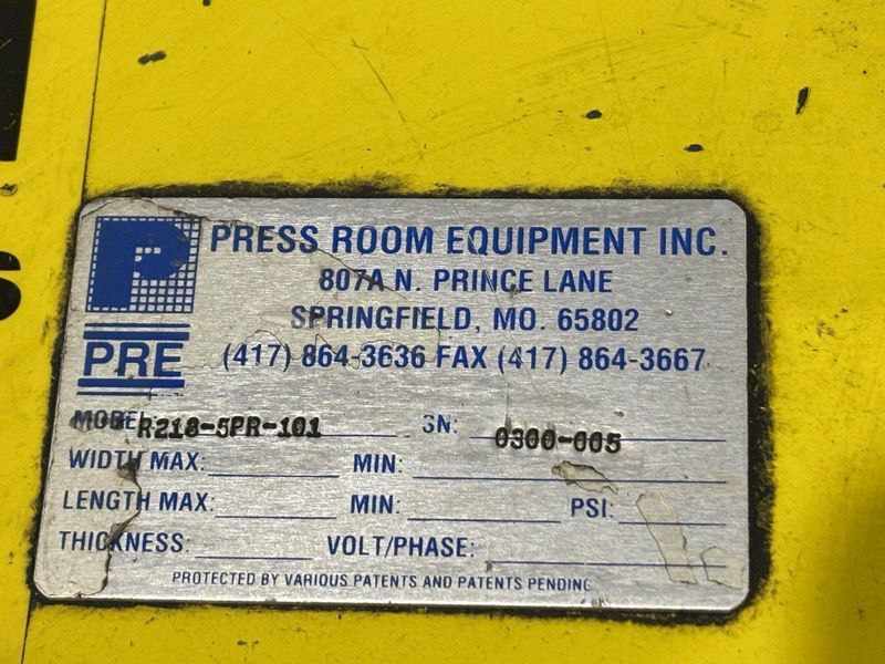 12" W X 18" STROKE PRESS ROOM EQUIPMENT PRE PNEUMATIC COIL STRAIGHTENER & AIR FEEDER : STOCK #23