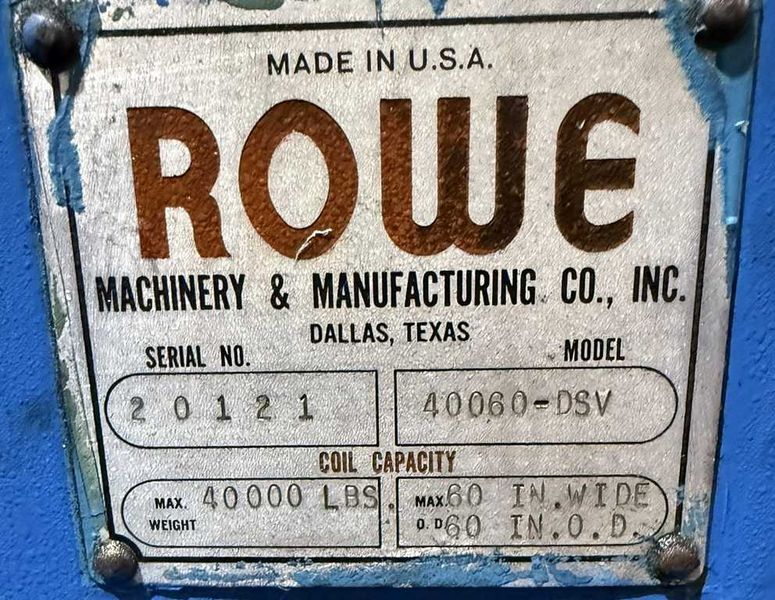 40,000# x 60" Rowe Uncoiler