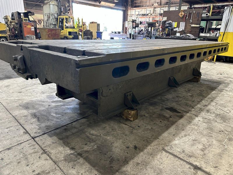 6' X 14'6" HEAVY DUTY T-SLOTTED LAYOUT TABLE ON RAISED BASE: STOCK #21788