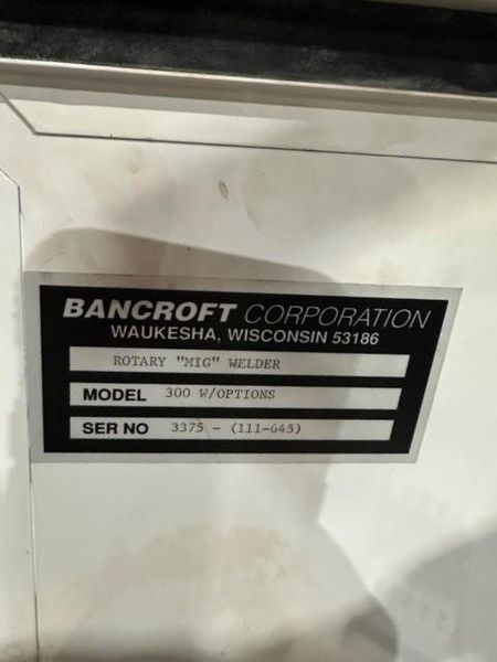 Bancroft Model WELDA-ROUND 300 Rotary Mig Welder.