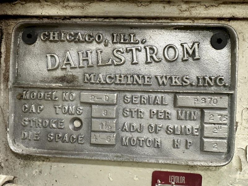 8 TON DAHLSTOM 4 POST CUT OFF PRESS: STOCK #78005