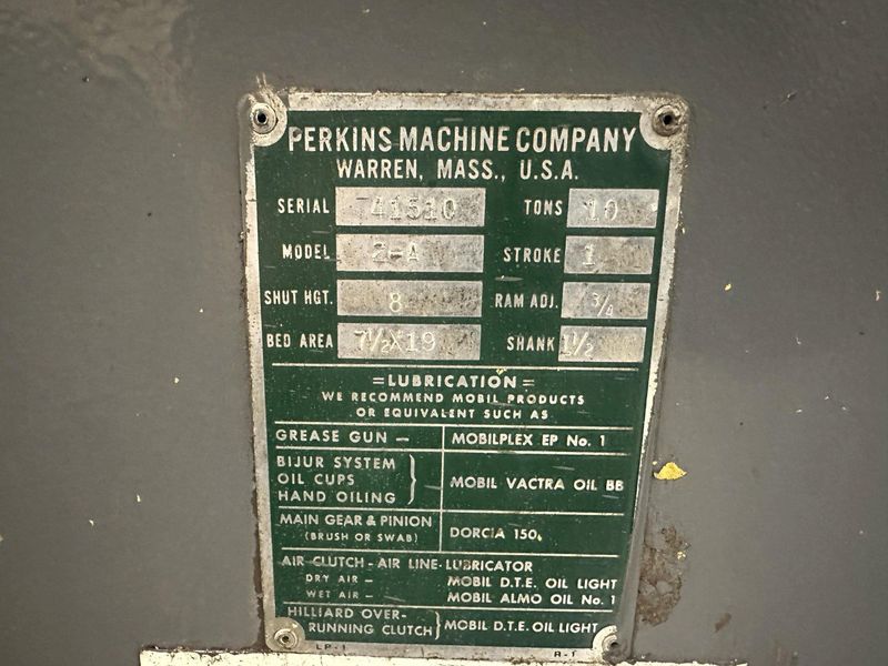 10 TON PERKINS MODEL #2A GAP BED FLYWHEEL PRESS: STOCK #77481