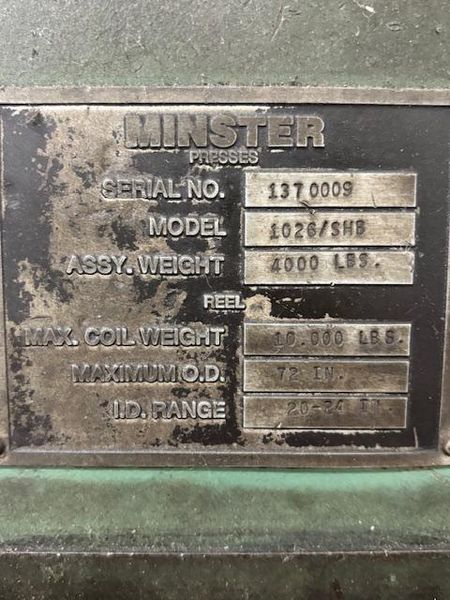 10000 LB X 14" MINSTER SERVO FEEDLINE