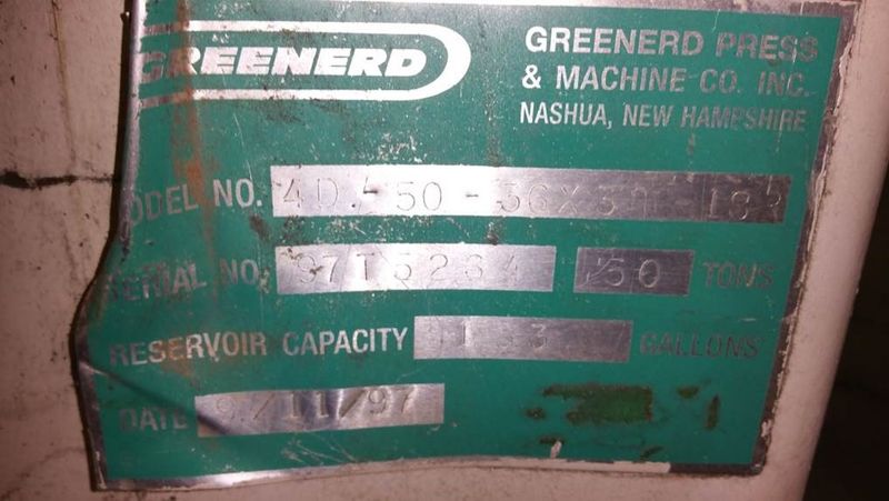 50 TON GREENERD 4 POST HYDRAULIC PRESS