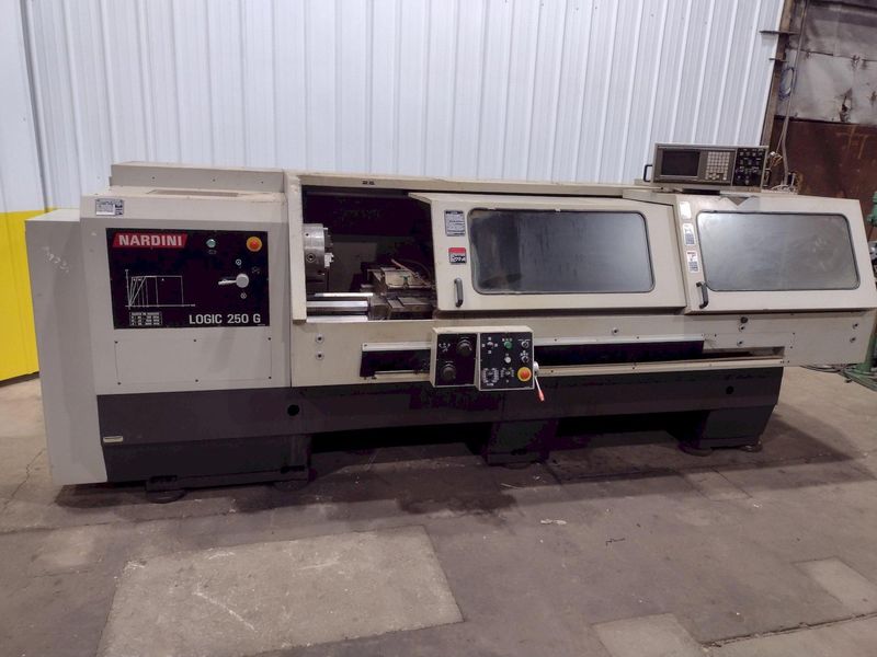 20" X 80" NARDINI MODEL LOGIC 250G CNC FLAT BED LATHE TURNING CENTER, 3.125" HOLE: STOCK #19739