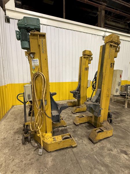 (4) 15 TON SEFAC MODEL #M120BF2000 MOBILE RAIL CAR LOCOMOTIVE COLUMN JACK LIFTS, 120,000 LBS TOT