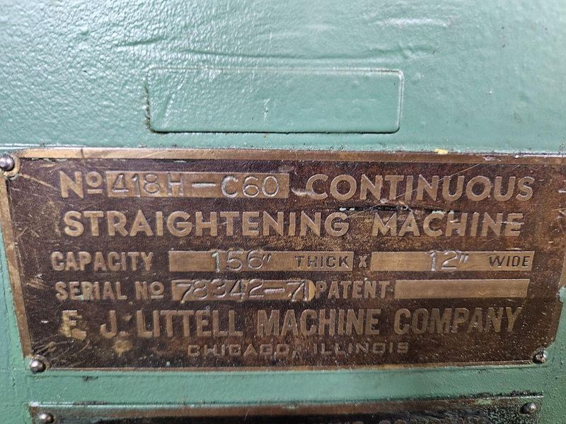 6000 LB X 12" X .156" COE, LITTELL, CWP SERVO FEED LINE