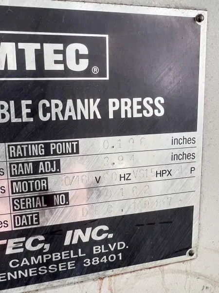 110 Ton Stamtec Double Crank Gap Press