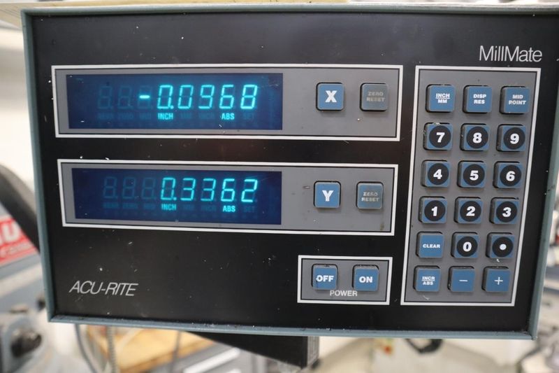 Clausing Kondia 9"x48" Knee Mill, Acu-Rite Millrite 2-Axis DRO, Quill Feed, X-Axis Servo Power Feed- Auction Item
