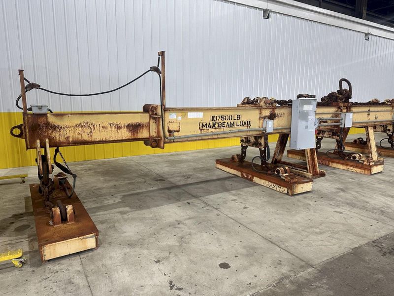 53 TON (107,500 LBS) BUSHMAN MODEL #MT420 TELESCOPING MAGNETIC SPREADER LIFTING BEAM  W/ OHIO MA