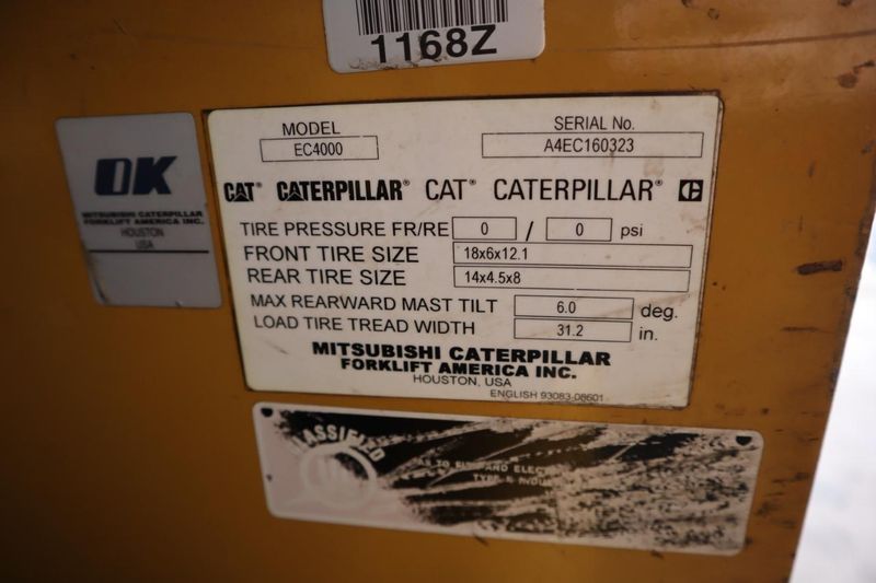 Caterpillar EC4000 Electric Forklift - 4000lb Capacity- Auction Item