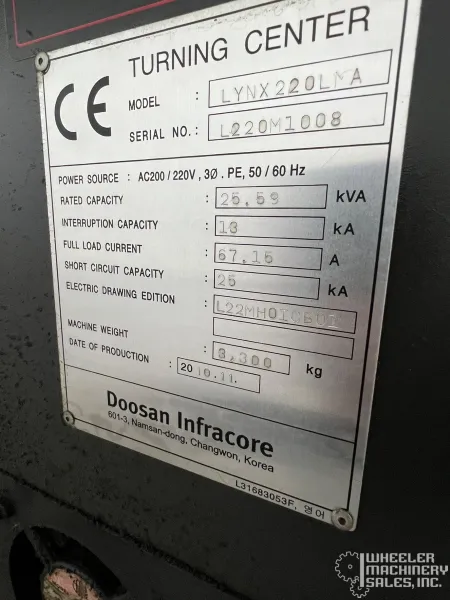 2010 DOOSAN Lynx 220LMA CNC Lathe w/ Live Milling #8403 #2