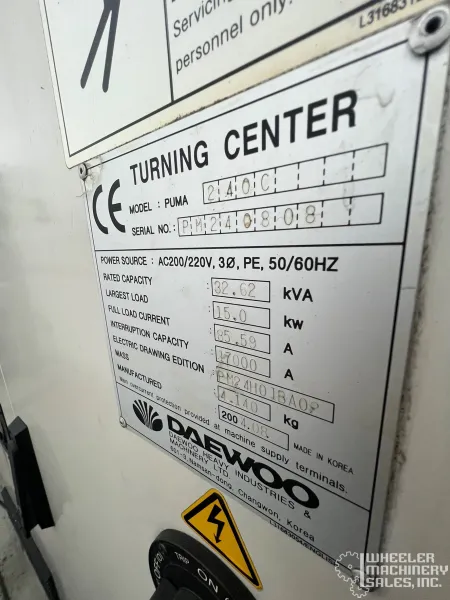 2004 DAEWOO Puma 240C CNC Lathe #8406 #2