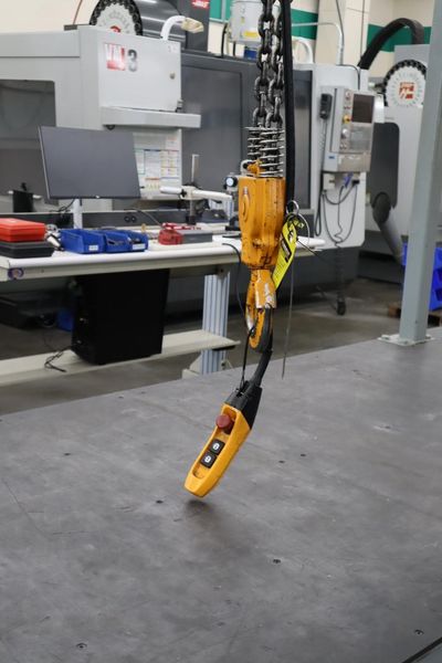 Heavy Duty Steel Mold Table with Overhead Hoist System, Harrington 3 Ton and 2Ton Electric Chain Hoists, I Beam, Trolleys- Auction Item