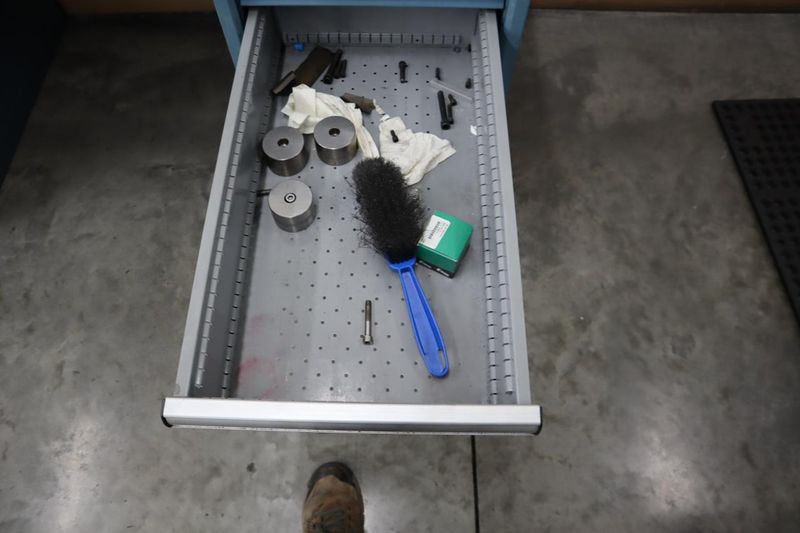 Lista Cabinet Base Work Bench, Maple Top, 9 Drawers - Contents: Assorted Milling Cutters - Some Carbide- Auction Item