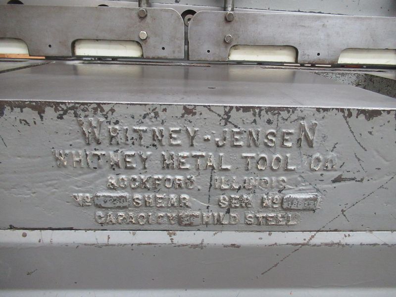 Whitney-Jensen 7260 Mechanical Power Squaring Shear 60" x 12 Gauge Capacity