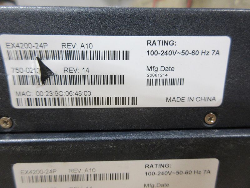 Juniper EX 4200 Series 24-P Rack Mountable Ethernet Switch (2)- Auction Item
