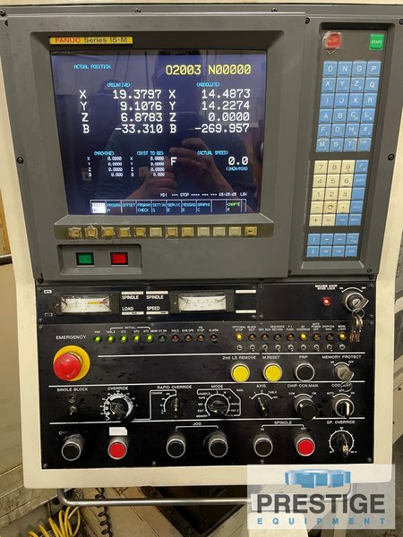 Mitsui Seiki HS3A 4-Axis, X-21.6", 15.7" Pallets, 6000 RPM, Fanuc 15M, 32 ATC, Chip Conveyor, #31949