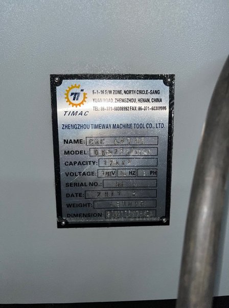 TIMEWAY QK-225/1500 SIEMENS SINUMERIK 20" 4-JAWChk 8.85" SPINDLE HOLE 2017