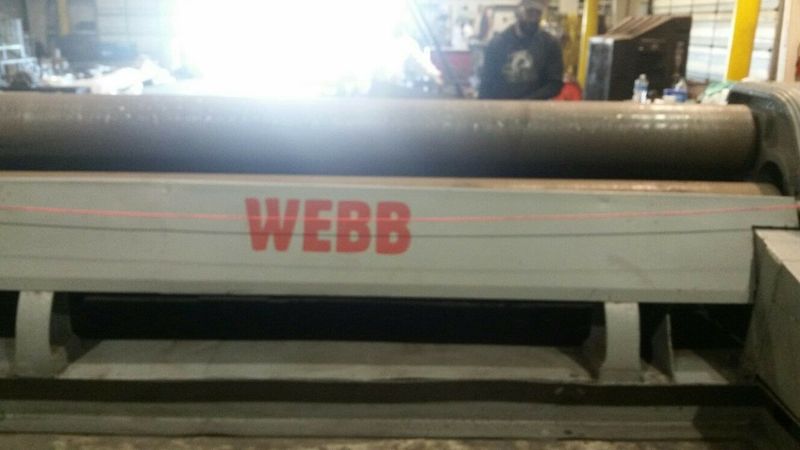 1952 WEBB Roll 9L 1312 12.2' x 1/2" Initial Pinch Plate Bending 3 Roll 25HP WITH 25 HP Motor and the Control System is a variable frequency drive DC controller. Under Power and Running