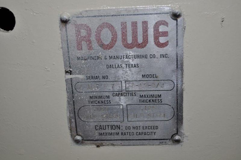 3000 LBS X 15" X .125" ROWE COIL CRADLE STRAIGHTENER STOCK: 72990
