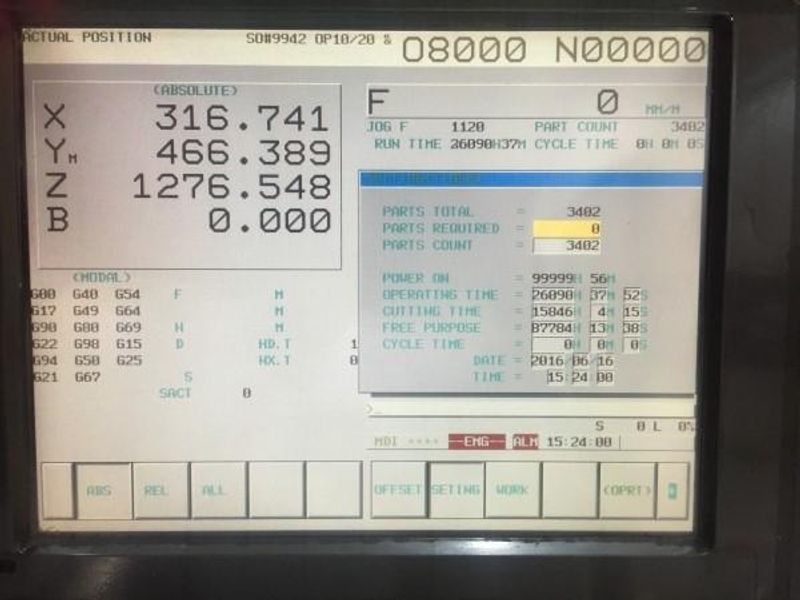 TOYODA MODEL CNC HORIZONTAL MACHINING CENTER: STOCK #70715