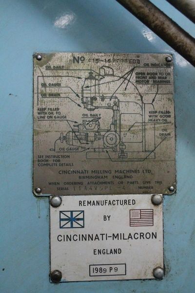 CINCINNATI MODEL #415-16 VERTICAL MILL: STOCK #65934