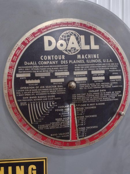 36" DOALL MODEL #3613-20 VERTICAL BANDSAW: STOCK #19212