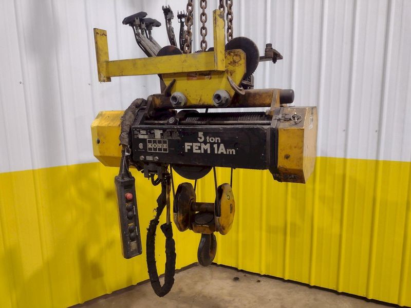 5 TON 10,000 LBS KONE MODEL #FEM 1AM POWER CABLE HOIST WITH TROLLEY: STOCK #18668