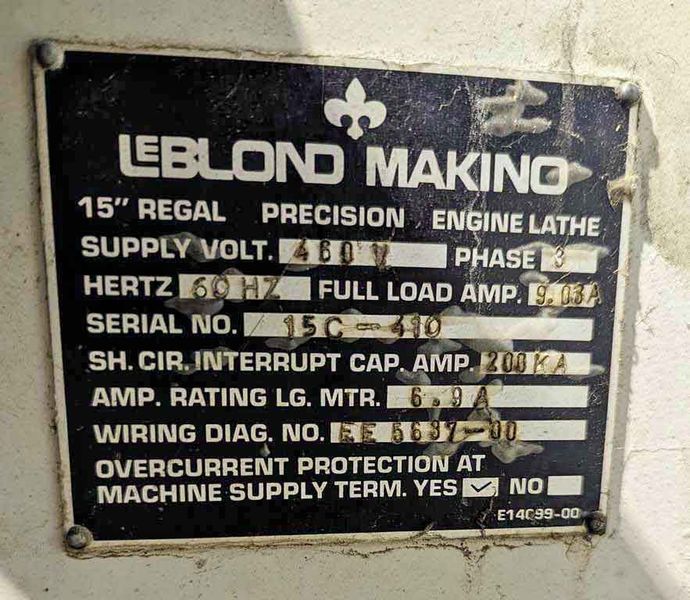 Lathe, Leblond Makino, 15.5" x 54"