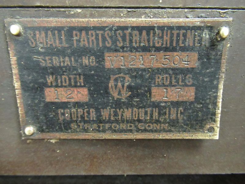 Cooper Weymouth 17-Roll Coil / Stock Straightener, 12" Width Capacity