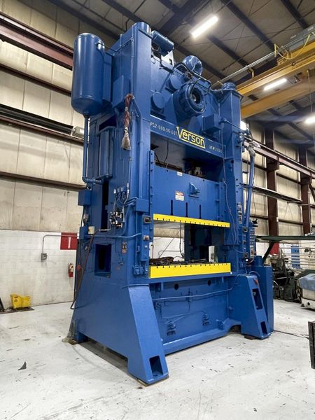600 Ton Verson S2-600-96-60t Rebuilt Straight Side Mechanical Press For Sale, Ready To Ship!