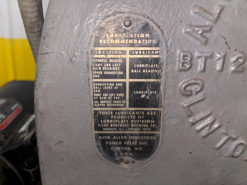 12 TON ALVA ALLEN MODEL #BT12 OBI PUNCH PRESS: STOCK #23376