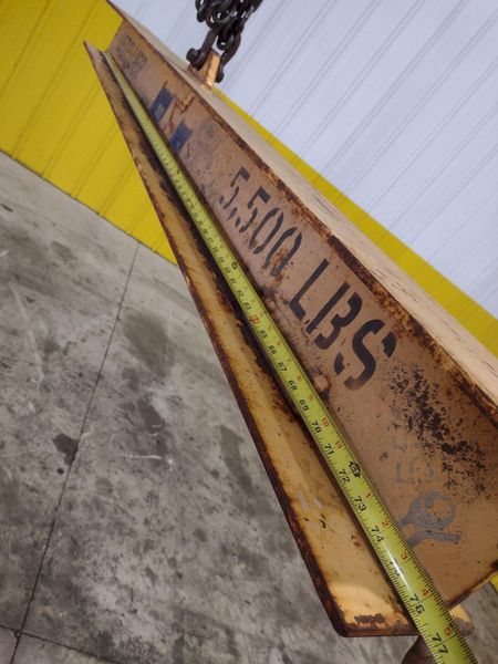 5,500 LBS X 6' LETELLIER CRANE SPREADER BAR LIFTING BEAM: STOCK #22642