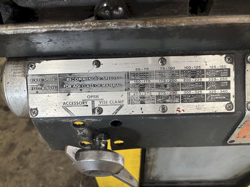 18” X 20” MARVEL MODEL #81/M4 AUTOMATIC MITRE HEAD VERTICAL BAND SAW & FEED TABLE: STOCK #23277